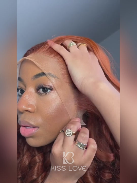 Perruque colorée de cheveux de gingembre 3D vague de corps 4x4 13x4 perruques de cheveux humains avant de dentelle 