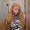 Honey Brown Curly Hair Wig Deep Wave 13x4 Lace Front Human Hair Wigs