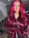 Burgundy With Red Highlights 3D Body Wave 5x5 13x4 13x6 Lace Frontal Human Hair Wigs