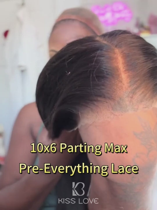 Pre-Everything 10x6 Parting Max Lace Closure Bone Straight Human Hair Wig With Elastic Drawsting