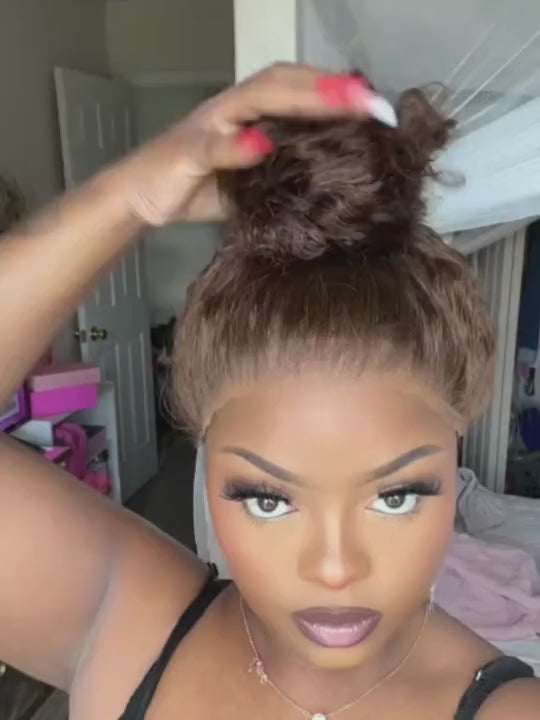Kisslove Pre-Everything Chocolate Brown 360 Lace Wig Glueless Water Wave Human Hair Wigs