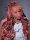 Kisslove Balayage Chestnut Brown with Ginger Highlight Body Wave Wigs Invisi Strap 360 Lace Frontal Wig