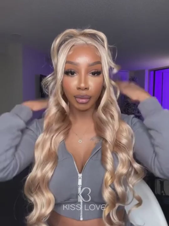 Perruques de cheveux humains avant de dentelle transparente HD 360 de vague de corps de cheveux blonds cendrés