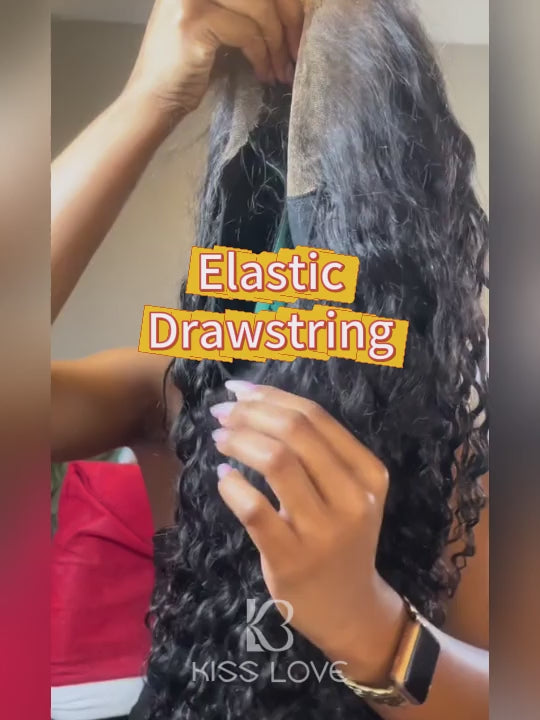 Pull & Go Glueless 10x6 Parting Max Lace Closure Water Wave Human Hair Wig With Elastic Drawsting