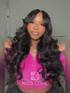 3D Body Wave Wig With Curtain Bangs 5x5 HD Lace Wigs 14A Virgin Human Hair Wigs