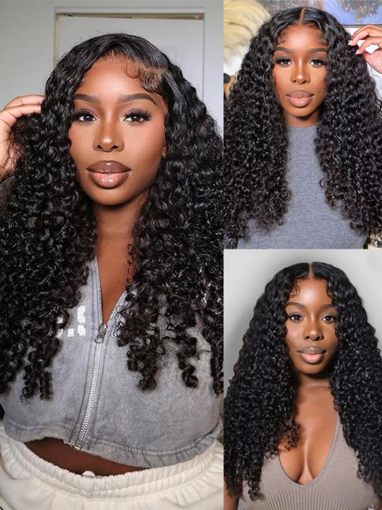 250% Density Burmese Kinky Curly 13x4 Lace Frontal Wig Pre Plucked Pull Go Drawstring Wig