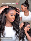 Kisslove Invisi-Drawstring Snug Fit 360 Lace Wig Glueless Black Hair With Brown Highlights