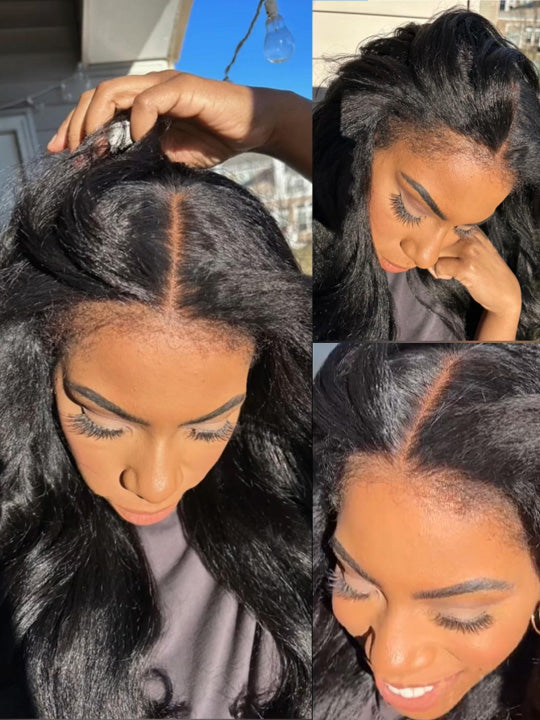 [Flash Deal] 4C Kinky Edge Glueless Lace Wig Kinky Straight Human Hair Wigs