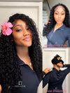 [3 In 1 Half Wig] Flip Over 4C Kinky Edge Glueless Water Wave Invisi Drawstring Ready To Go Wig
