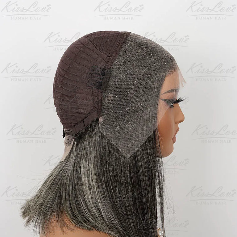 Salt and Pepper Wigs 13x4 HD Lace Front Human Hair Wigs - KissLove Hair