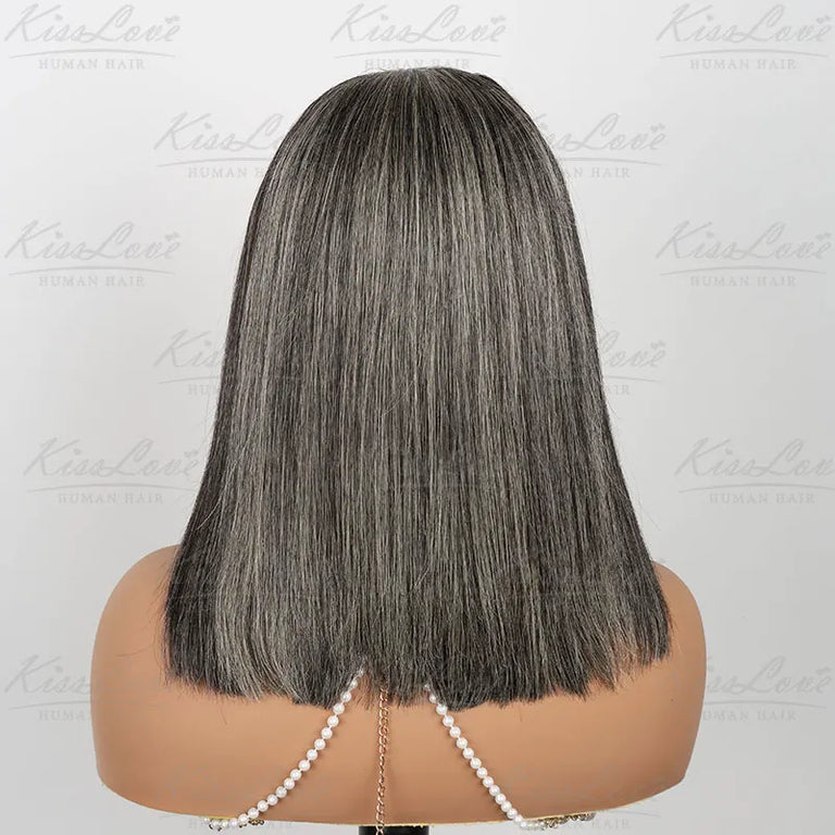 Salt and Pepper Wigs 13x4 HD Lace Front Human Hair Wigs - KissLove Hair
