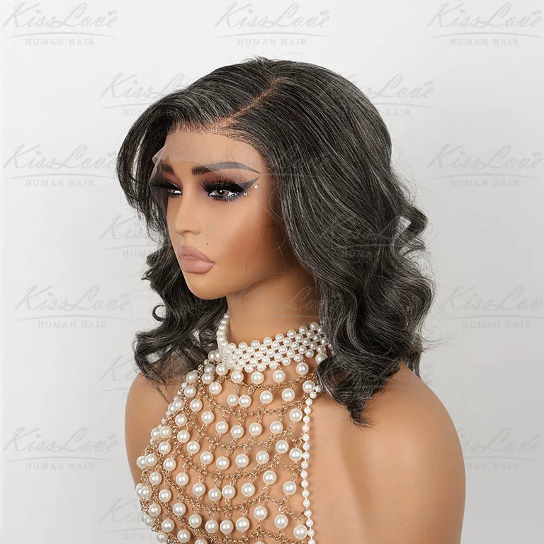 Salt and Pepper Wigs 13x4 HD Lace Front Human Hair Wigs - KissLove Hair