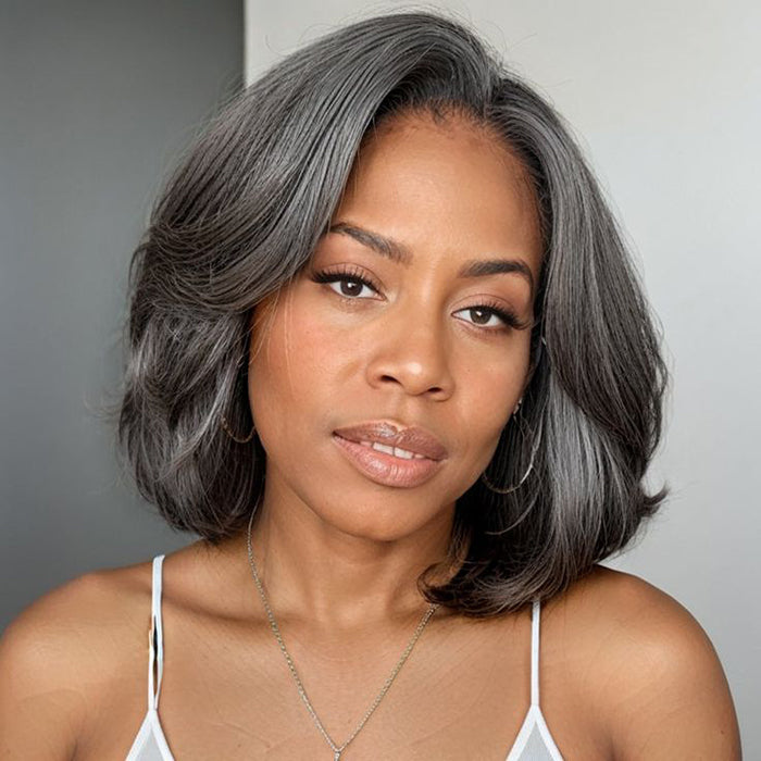 Salt and Pepper Wigs 13x4 HD Lace Front Human Hair Wigs- KissLove Hair