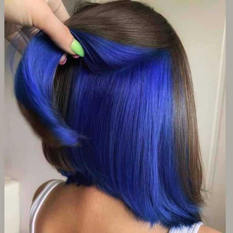 Peekboo Pink Highlight Wig Hidden Color Short Bob Silk 13x4 Transprant Lace Front Wig - KissLove Hair