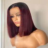 1B/99J Red Burgundy Bob Wig Straight Human Hair Lace Wigs- KissLove Hair