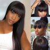 BOGO: Brazilian Straight Human Hair Wigs With Bangs Glueless Full Machine Made Wigs - KissLove Hair