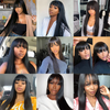 BOGO: Brazilian Straight Human Hair Wigs With Bangs Glueless Full Machine Made Wigs - KissLove Hair