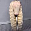 614 Blonde Crimped Hair Lace Front Human Hair Wigs Loose Deep Wave