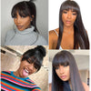 BOGO: Brazilian Straight Human Hair Wigs With Bangs Glueless Full Machine Made Wigs - KissLove Hair