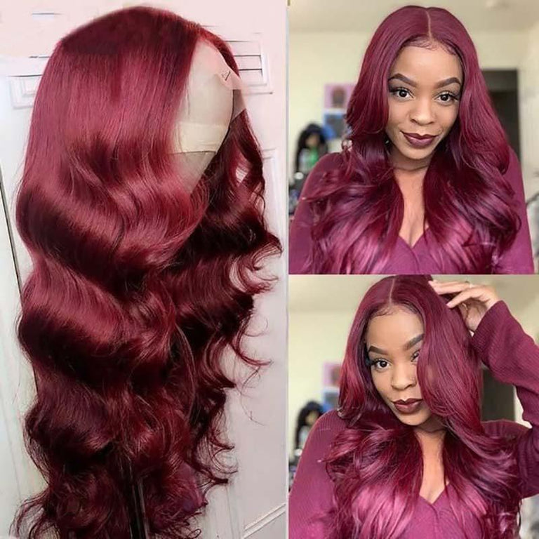 99J Burgundy Hair 5x5 HD Lace Wigs 3D Body Wave Human Hair Wigs - KissLove Hair