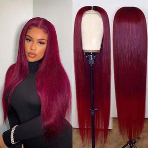 99J Burgundy Hair 5x5 HD Lace Wigs Human Hair - Kiss Love Hair