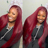 102J Red Hair Colored Wig Straight HD Lace Front Human Hair Wigs