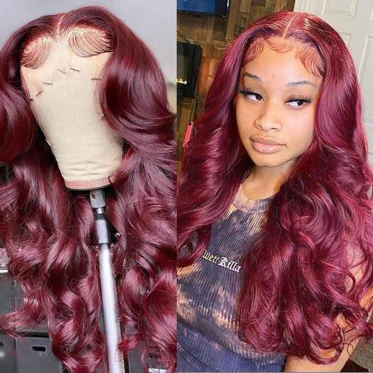 99J Red Hair Colored Wig 3D Body Wave HD Lace Front Wigs - KissLove Hair