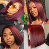 99J Red Burgundy Bob Wig Straight Human Hair Lace Wigs- KissLove Hair
