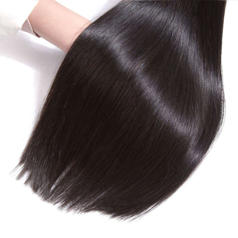 Brazilian Straight Hair 3 Bundles With HD Lace Frontal 12A Virgin Human Hair Weaves - KissLove Hair
