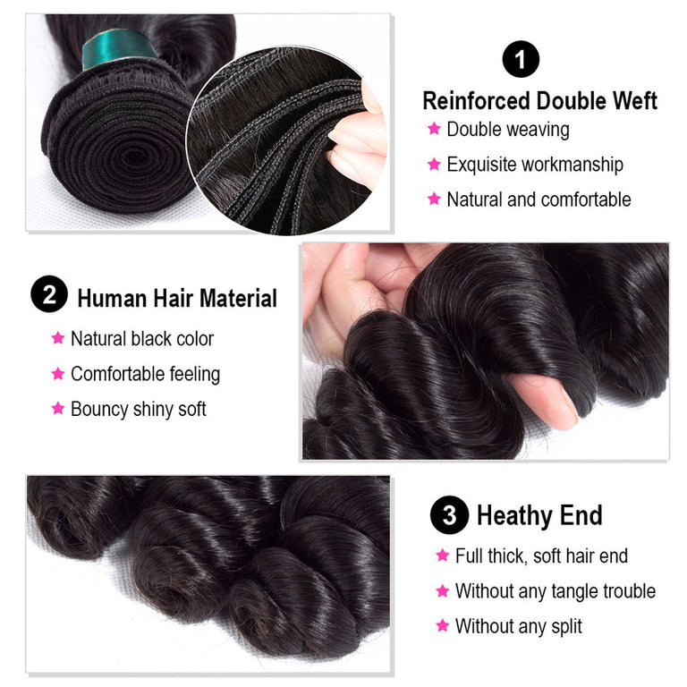 13*4 Lace Frontal With Bundles Loose Wave Brazilian Virgin Hair Weaves