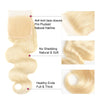 613 Blond Body Wave 3 Bundles With Closure 10A Brazilian Virgin Hair 