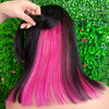 Peekboo Pink Highlight Wig Hidden Color Short Bob Silk 180% Transprant Lace Front Wig - KissLove Hair