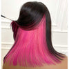 Peekboo Pink Highlight Wig Hidden Color Short Bob Silk 180% Transprant Lace Front Wig - KissLove Hair