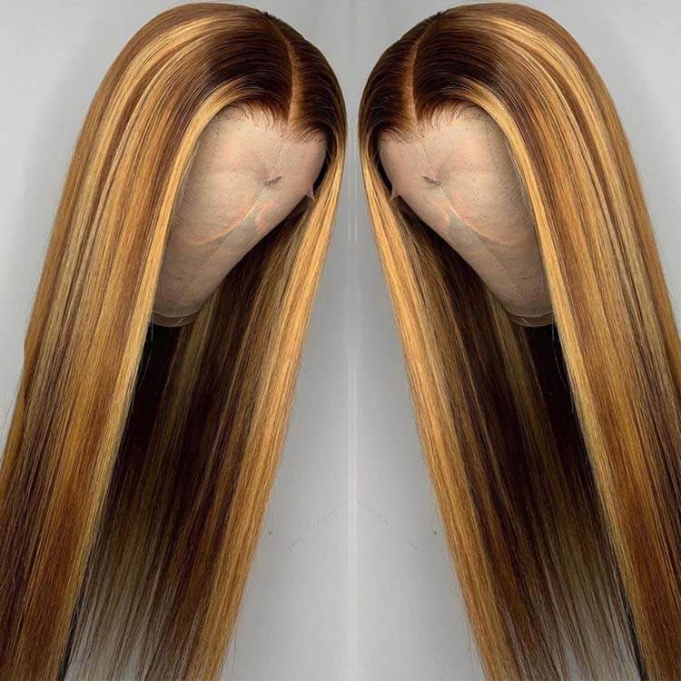 Highlight Wig Brown Lace Front Wigs Straight Hair -KissLove Hair