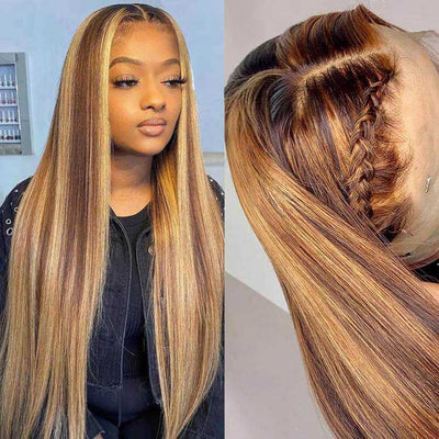 Highlight Wig Straight Hair With Blonde Highlights- KissLove Hair