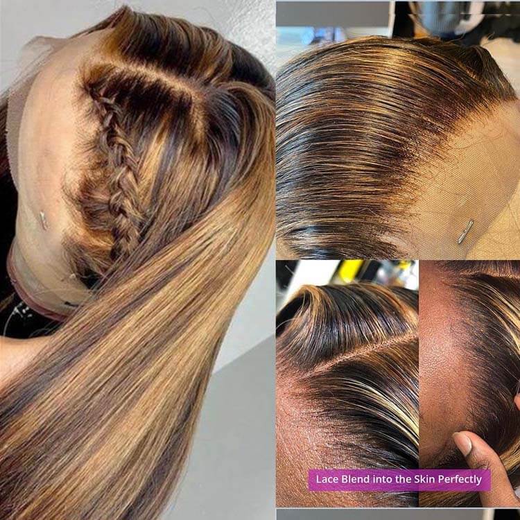 Highlight Wig Brown Lace Front Wigs Straight Hair -KissLove Hair