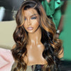 13x4 Ombre Highlight Wig 3D Body Wave Transparent Lace Front Human Hair Wigs - KissLove Hair