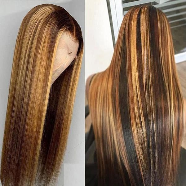 Highlight Wig Straight Hair With Blonde Highlights- KissLove Hair