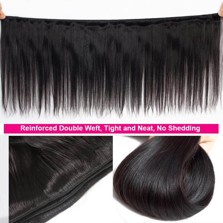 Brazilian Straight Hair 3 Bundles With HD Lace Frontal 12A Virgin Human Hair Weaves - KissLove Hair