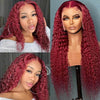 99J Dark Red Hair Deep Curly Burgundy Wig 13x4 13x6 360 Transparent Lace Human Hair Wigs - KissLove Hair
