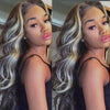 Platinum Highlights Mixed Color 3D Body Wave 13x4 Transparent Lace Front Human Hair Wigs - KissLove Hair
