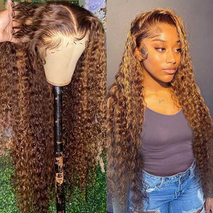 Highlight Wig Deep Wave 13x4 HD Lace Frontal Virgin Human Hair Wigs - KissLove Hair