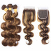 P4/27 Highlight Body Wave Human Hair 3 Bundles With Closure 9A Brazilian Hair - KissLove Hair