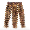 P4/27 Highlight Deep Wave Human Hair 3 Bundles With Closure 9A Brazilian Hair - KissLove Hair