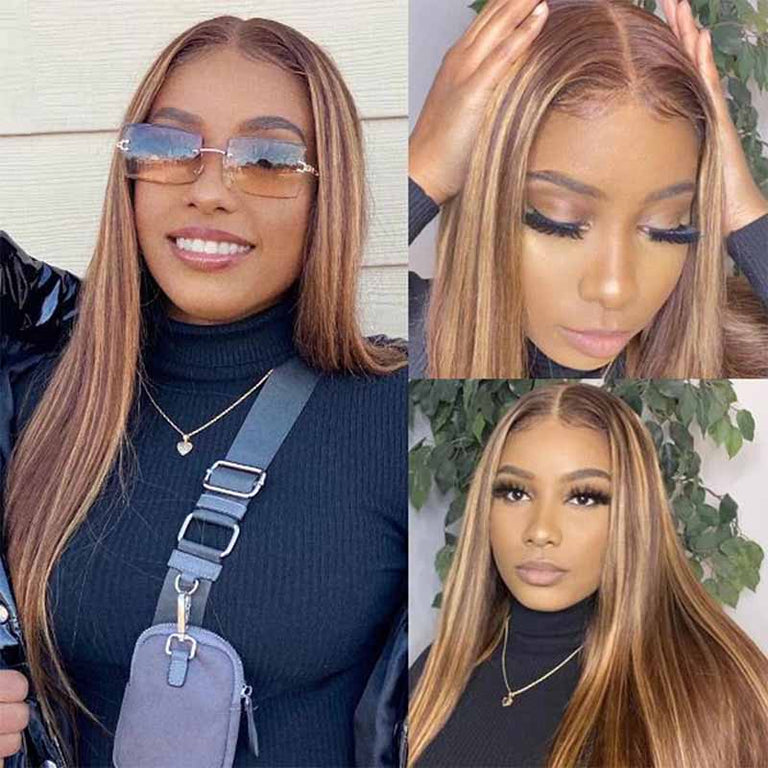 P4/27 Highlight Straight Human Hair 3 Bundles With Closure 9A Brazilian Hair - KissLove Hair