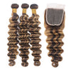 P4/27 Highlighted Bundles With Closure Loose Deep Wave 12A Brazilian Human Hair - KissLove Hair