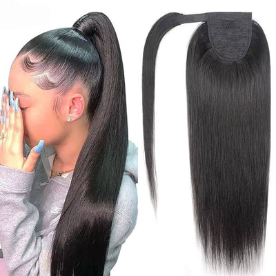 Ponytail Human Hair Extensions Silky Straight Hair Extension For Women - KissLove Hair