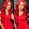 Red Wig Dyed From 613 Blonde 3D Body Wave 13x4 HD Lace Front Human Hair Wigs - KissLove Hair