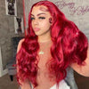 Red Wig Dyed From 613 Blonde 3D Body Wave 13x4 HD Lace Front Human Hair Wigs - KissLove Hair