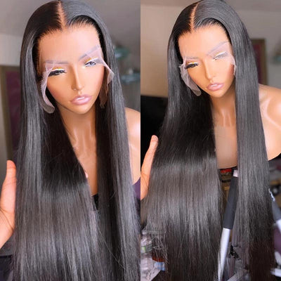 13x4 13x6 Transparent Lace Wig 14A Brazilian Bone Straight Virgin Human Hair Wigs - KissLove Hair